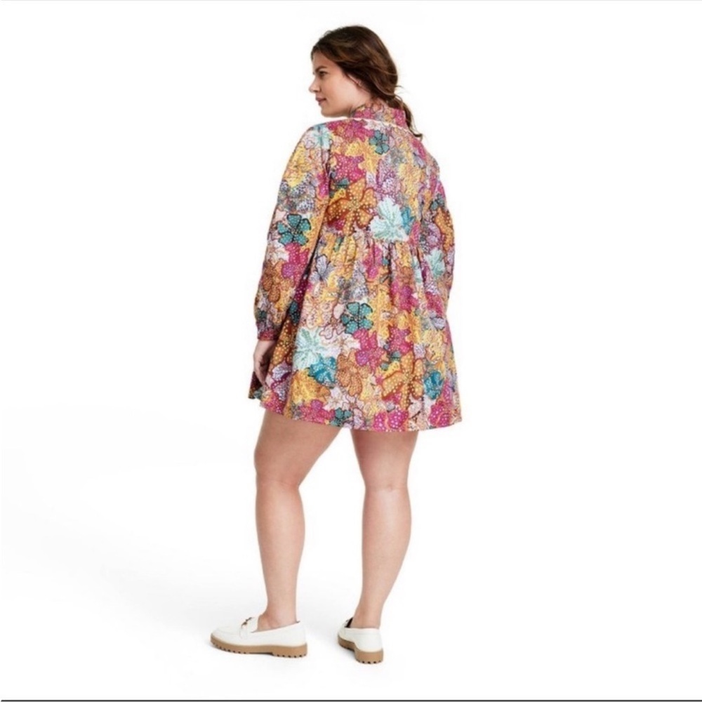 🎈Kika Vargas x Target Anemone Floral Mini Babydoll Dress Sz 1x Colorful - Picture 4 of 9